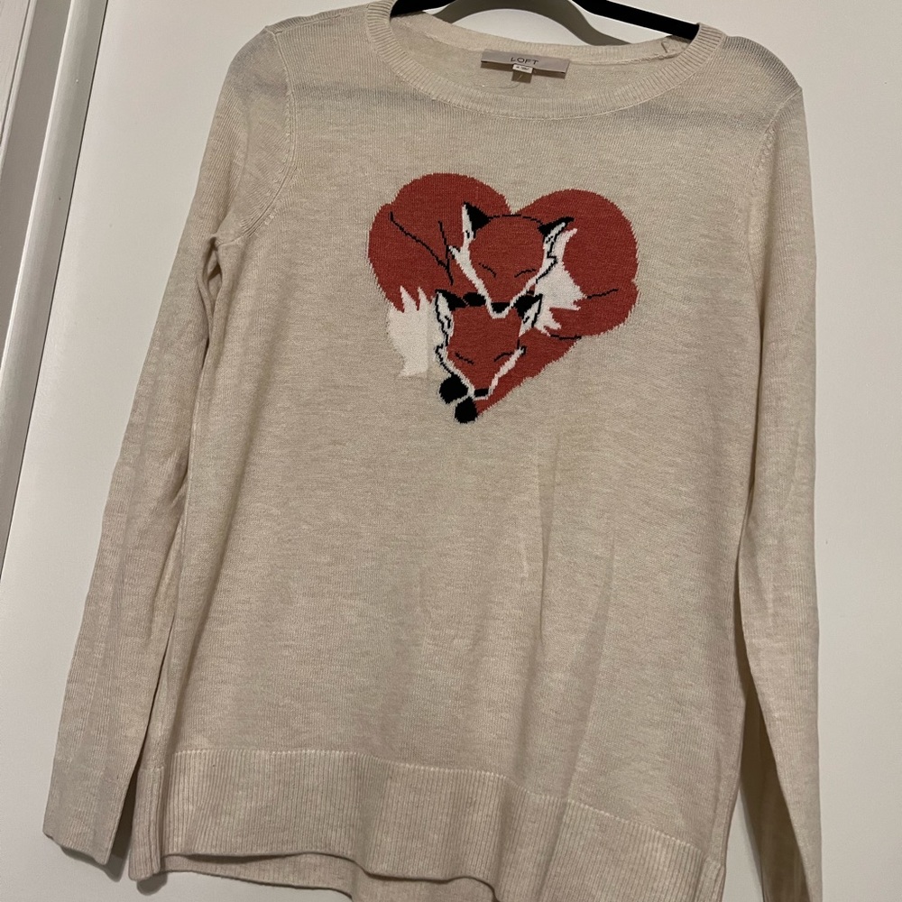 LOFT Women’s Fox Sweater in Cream size M